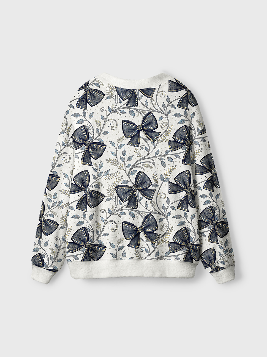 Vintage Dark Bow Leaf Pop Cute Cardigan Sweaters-boldoversize