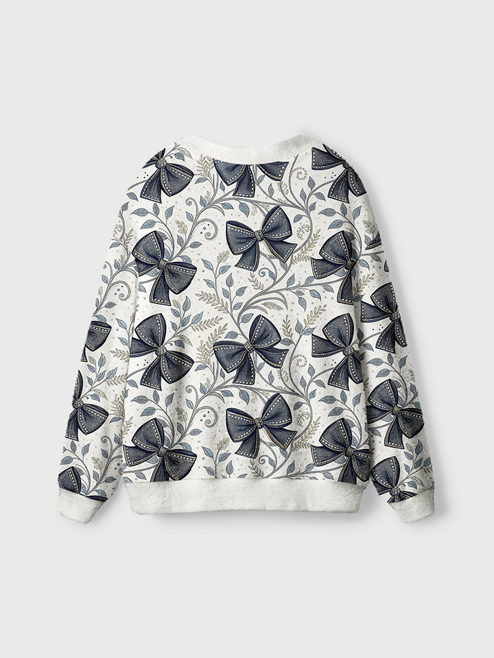 Vintage Dark Bow Leaf Pop Cute Cardigan Sweaters-boldoversize