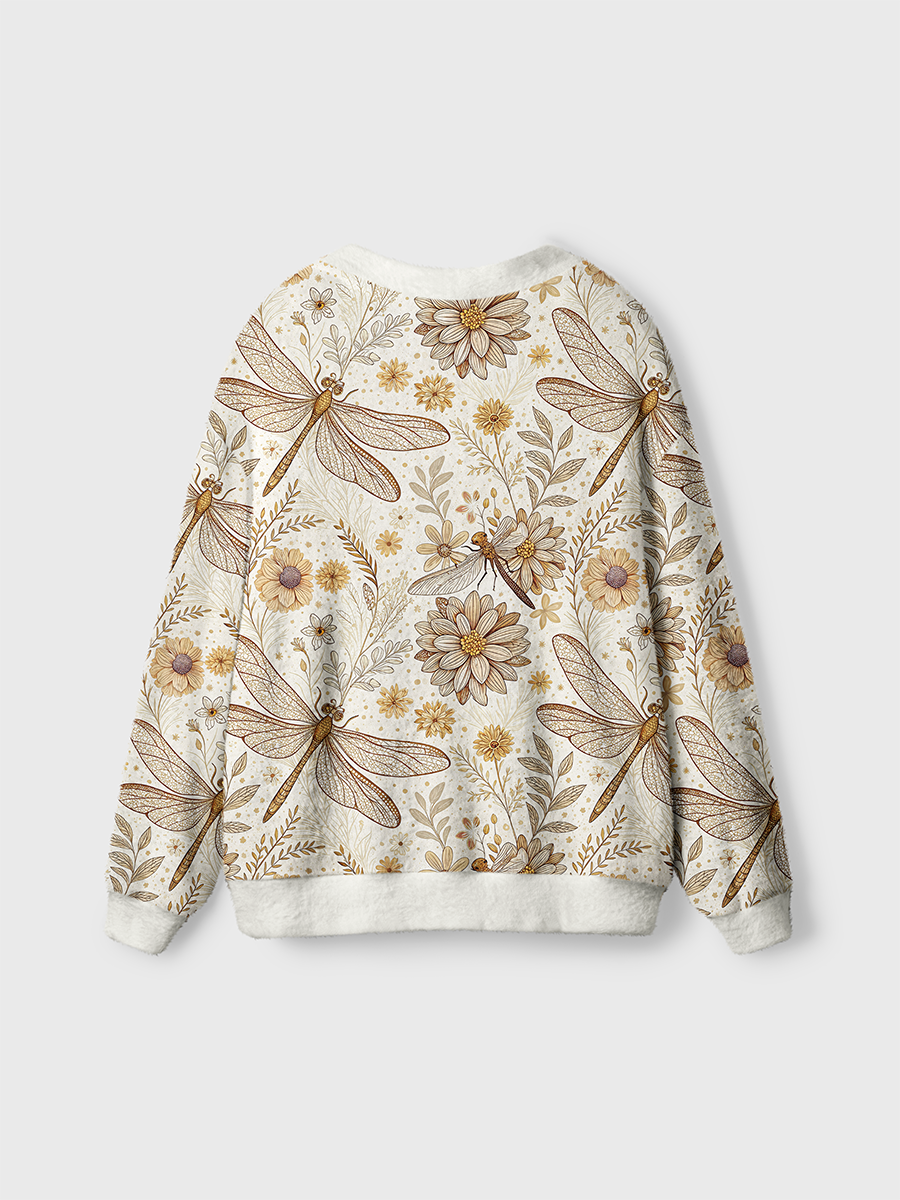 Vintage Dragonfly Flower Pop Cute Cardigan Sweaters-boldoversize