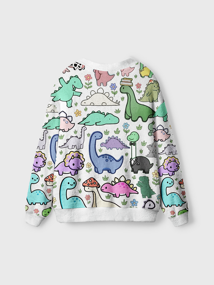 Vintage Whimsical Pastel Dino Cardigan Sweaters-boldoversize