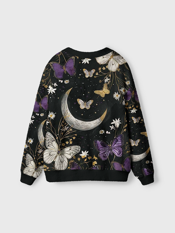 Vintage Midnight Moon & Butterflies Cardigan Sweaters-boldoversize