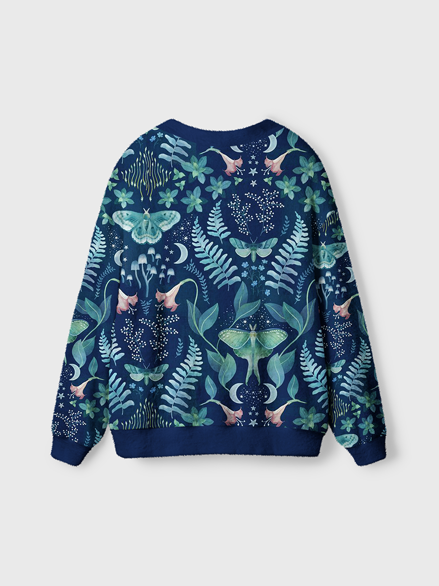 Vintage Celestial Night Garden Print Cardigan Sweaters-boldoversize