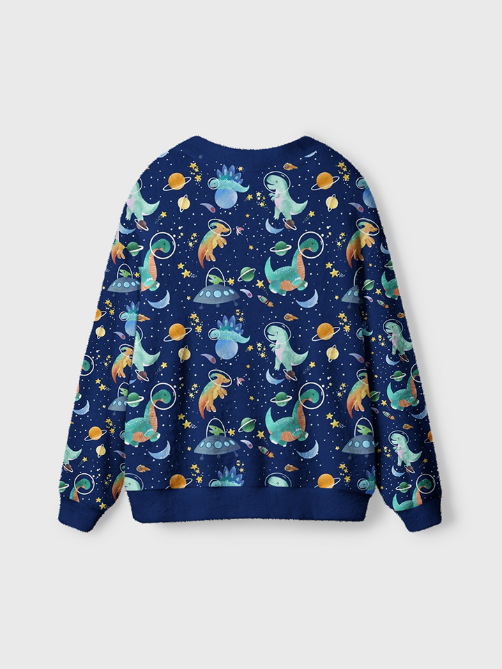 Vintage Space Dinosaur Cardigan Sweaters-boldoversize