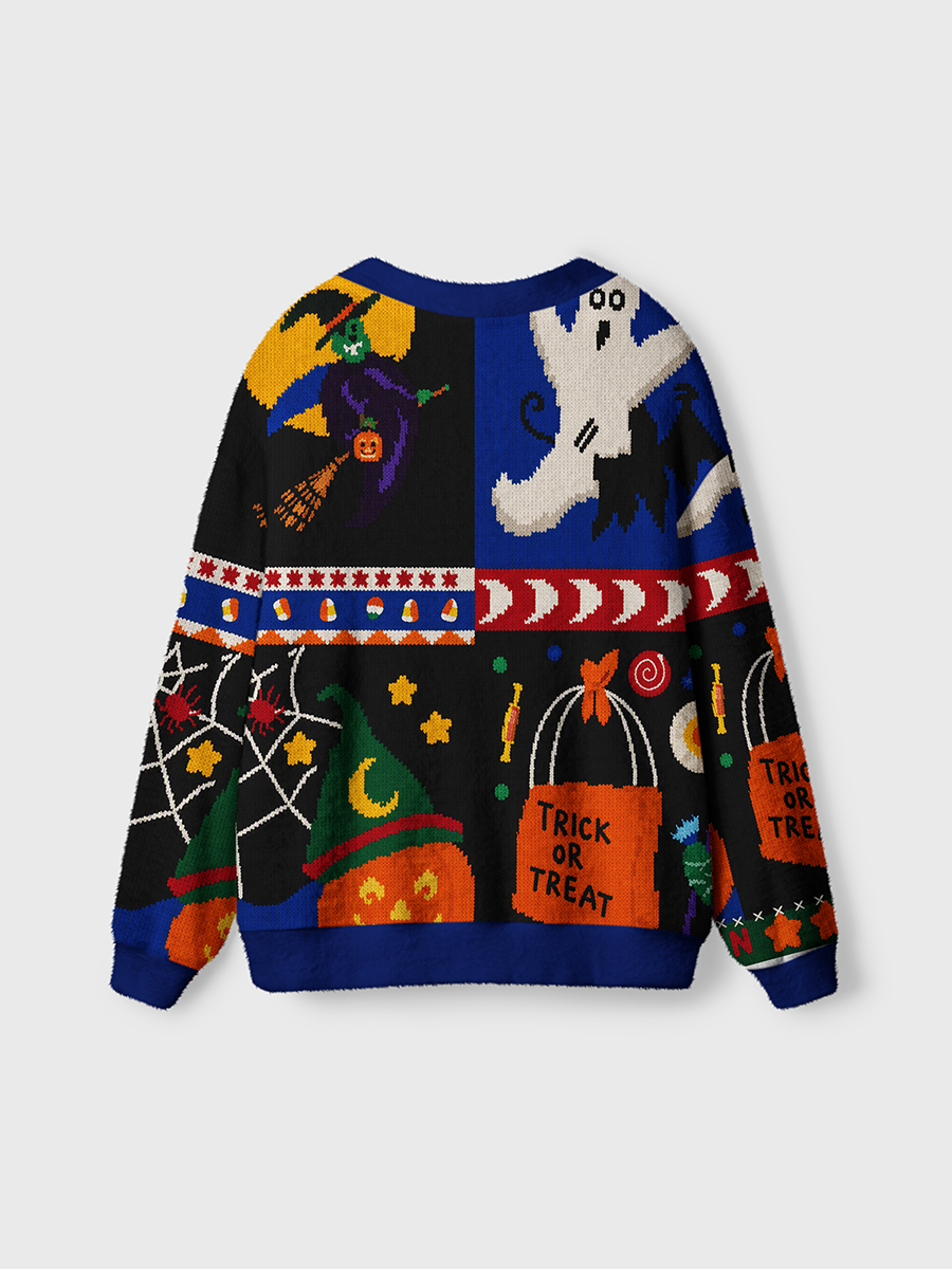 Vintage Knitted Texture Halloween Cardigan Sweaters-boldoversize