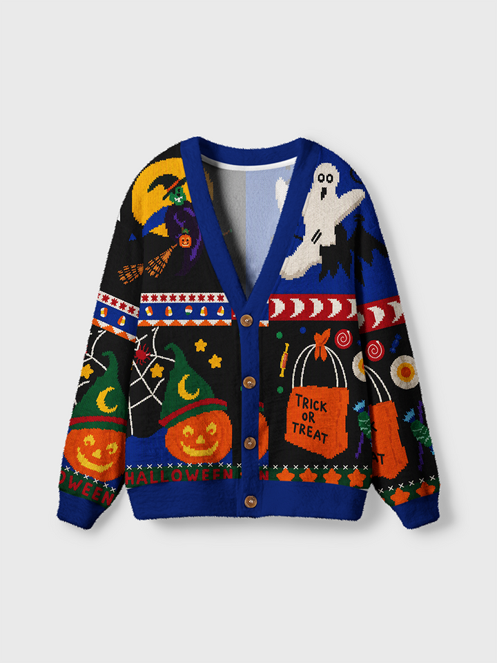 Vintage Knitted Texture Halloween Cardigan Sweaters-boldoversize