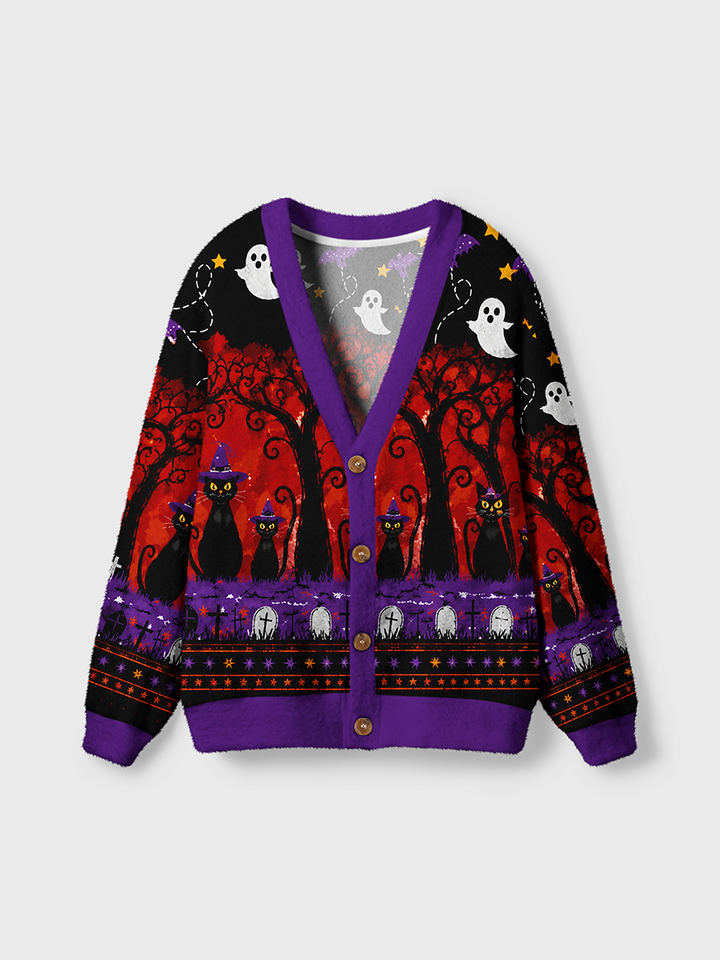 Vintage Pink Coquette Halloween Bow Ghost Cardigan Sweaters-boldoversize