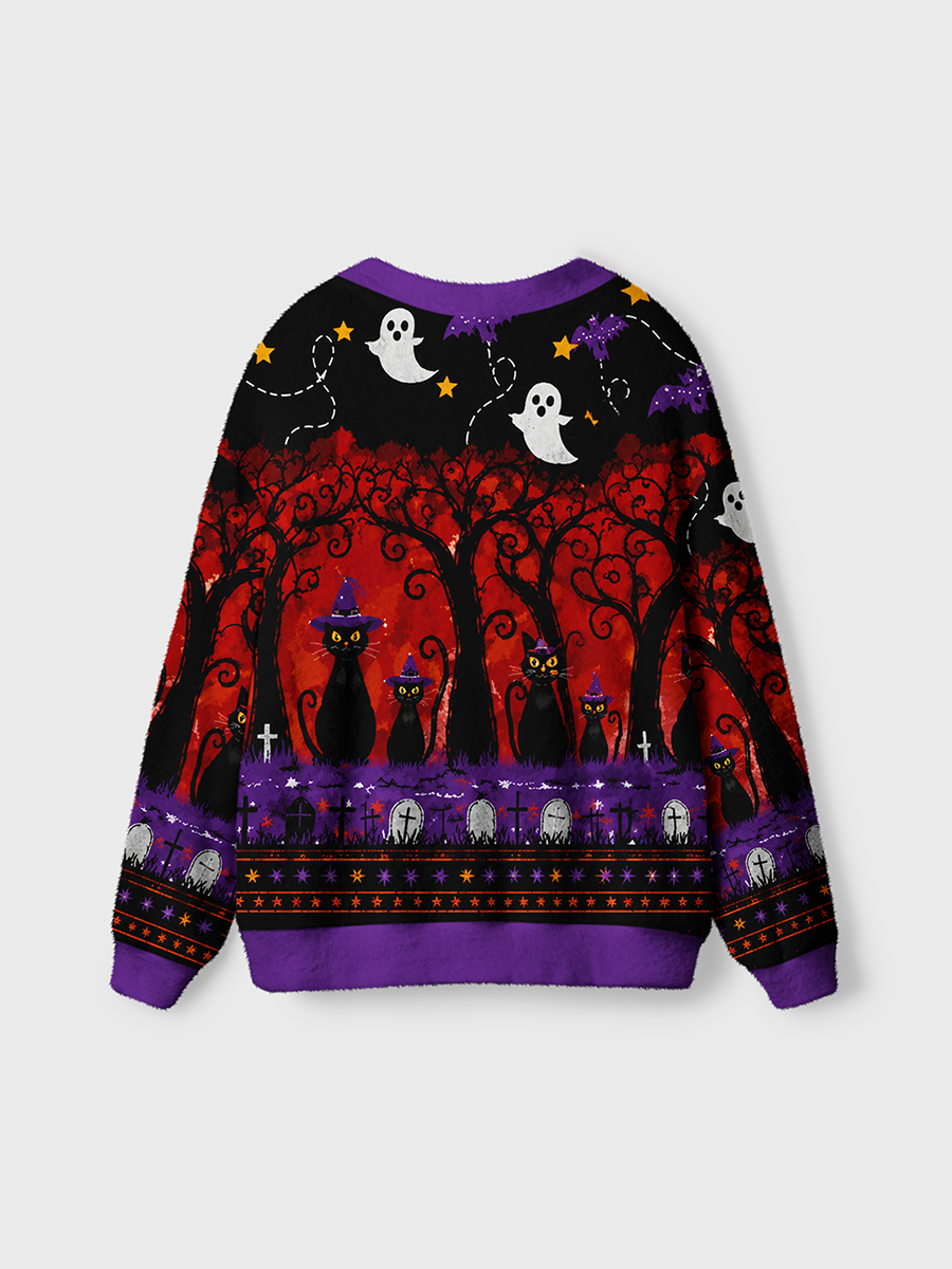 Vintage Pink Coquette Halloween Bow Ghost Cardigan Sweaters-boldoversize