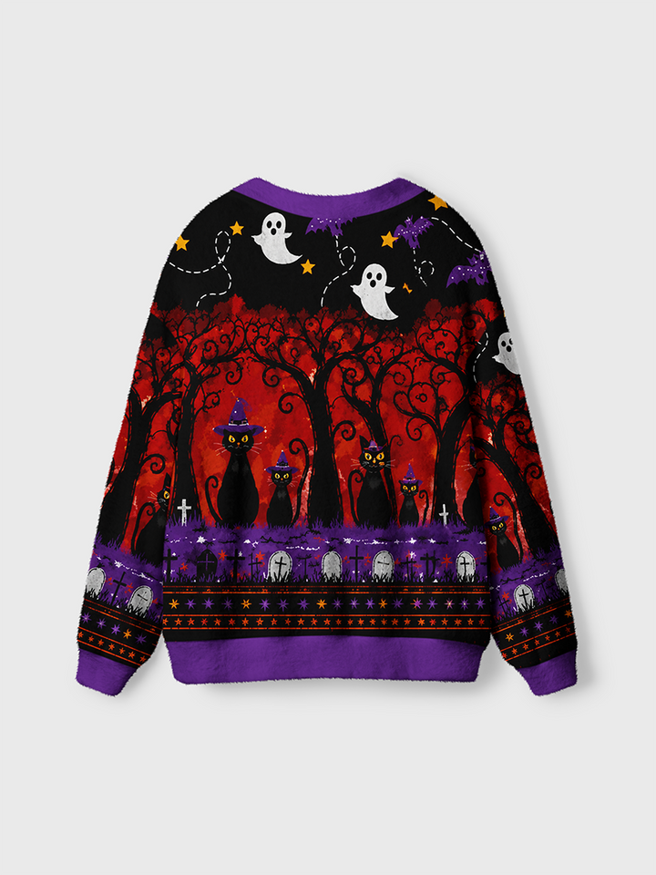 Vintage Pink Coquette Halloween Bow Ghost Cardigan Sweaters-boldoversize