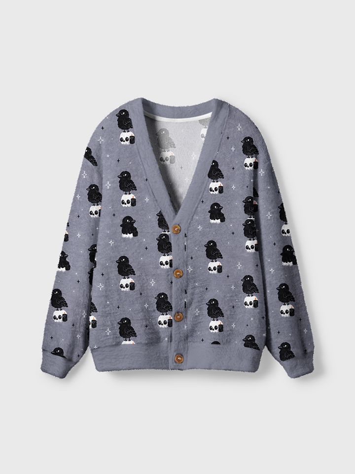 Vintage Pink Coquette Halloween Bow Ghost Cardigan Sweaters-boldoversize